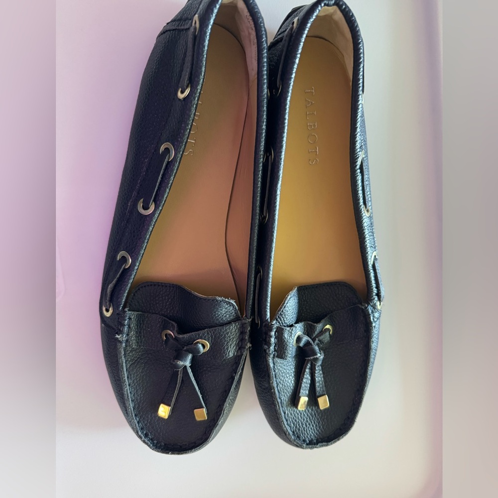 Talbots navy driving Leather flats with tassels